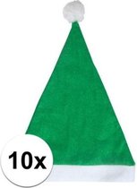 10x Groene voordelige kerstmuts voor volwassenen - Kerstcadeau