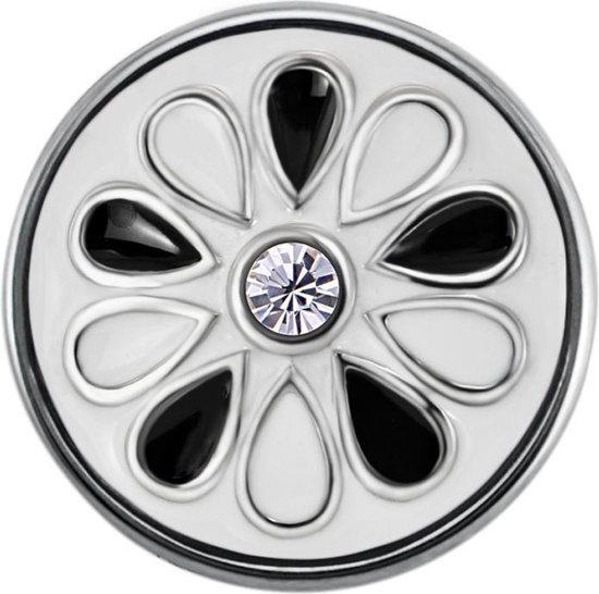 Quiges Damen Click Button 18mm Chunk Versilbert Ornament Mit Zirkonia