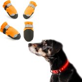 Reflecterende Hondenenschoenen (5.5cm breed) en LED Lichtgevende Halsband Set - voor een Medium Hond