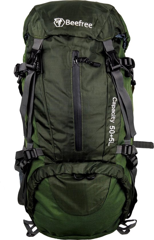 Beefree 55 Liter nylon Backpack groen Inclusief regenhoes