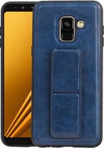 Grip Stand Hardcase Backcover voor Samsung Galaxy A8 (2018) Blauw