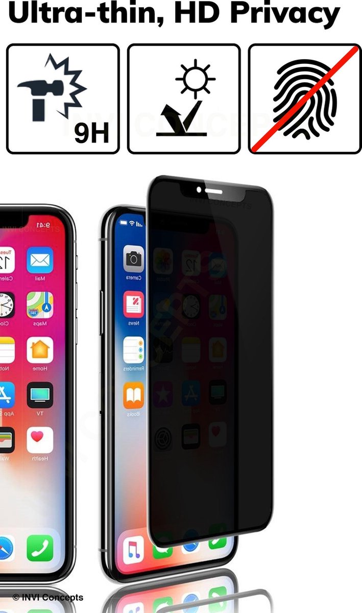 *PREMIUM* Privacy screen protector iPhone XS MAX // ✓ Super transparent ✓ 9H Hardness Japanese anti-spy tempered glass ✓ anti-fingerprint oil ✓ anti-shatter ✓ electrocplated fingerprint ✓ sensitive touch ✓ anti spy privacy screenprotector