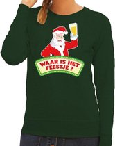 Foute kersttrui / sweater  voor dames - groen - Dronken Kerstman met biertje L (40)