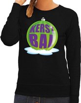 Foute kersttrui kerstbal groen op zwarte sweater voor dames - kersttruien XL (42)