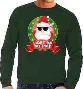 Foute kersttrui / sweater - groen - blowende Kerstman Light Up My Tree heren XL (54)