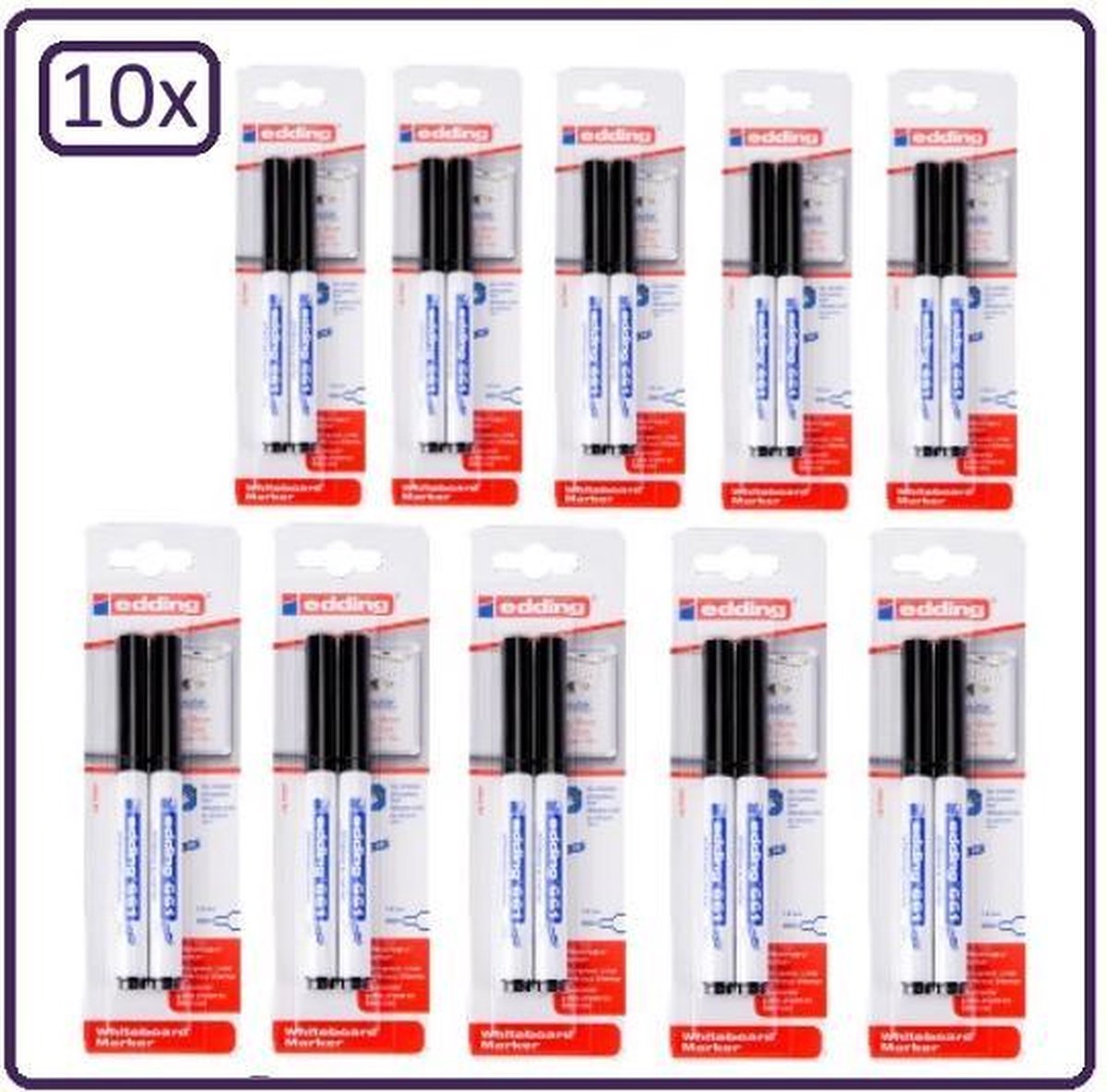 10x 2 stuks Edding whiteboardmarkers 661 - Stift tekenen dikke lijn zwart