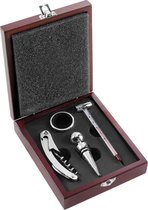 Wijnset In Wijndoos - Wijn Geschenkset Met Kelnersmes Wijnopener & Wijnstopper