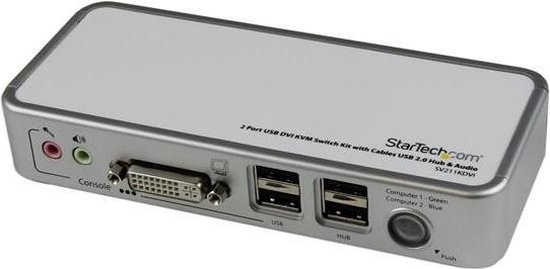 StarTech 2-poort USB DVI USB KVM-switch met Kabels USB 2.0-hub en Audio