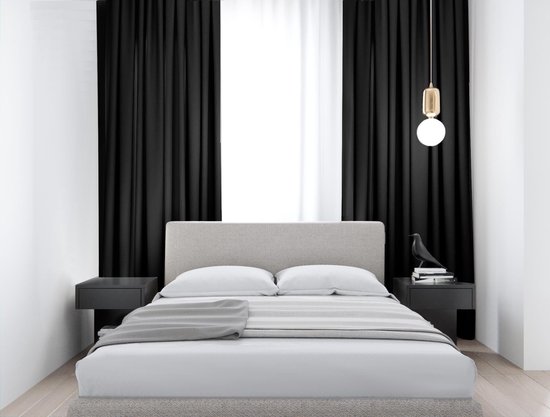Home of Curtains - ELSA - Rideau - Avec bande plissée - Occultant - 150x250 cm - Noir - 1 pièce