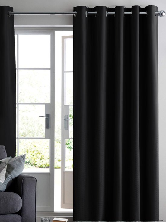 sensor kwaliteit betekenis Home of Curtains - RUBEN - Gordijn - Verduisterend - Kant en Klaar -  144x180 cm - Zwart | bol.com
