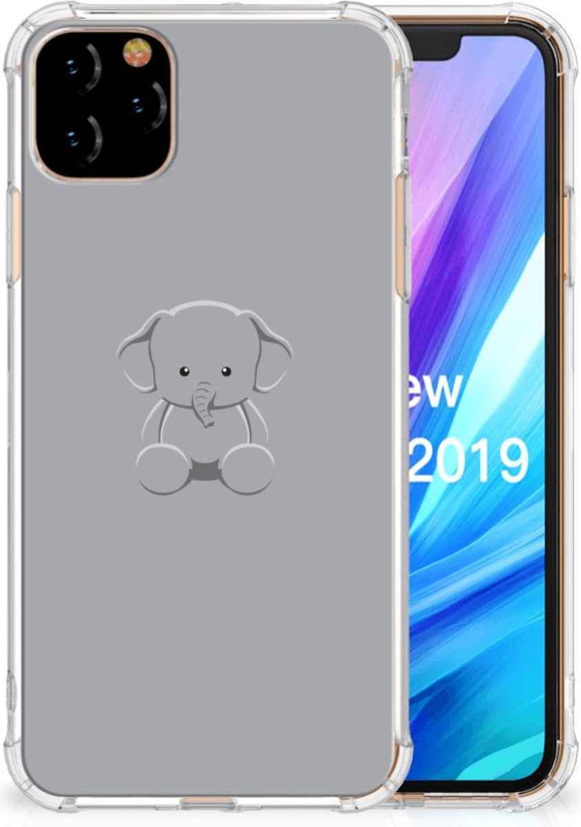 Apple iPhone 11 Pro Max Stevig Bumper Hoesje Grijs Baby Olifant