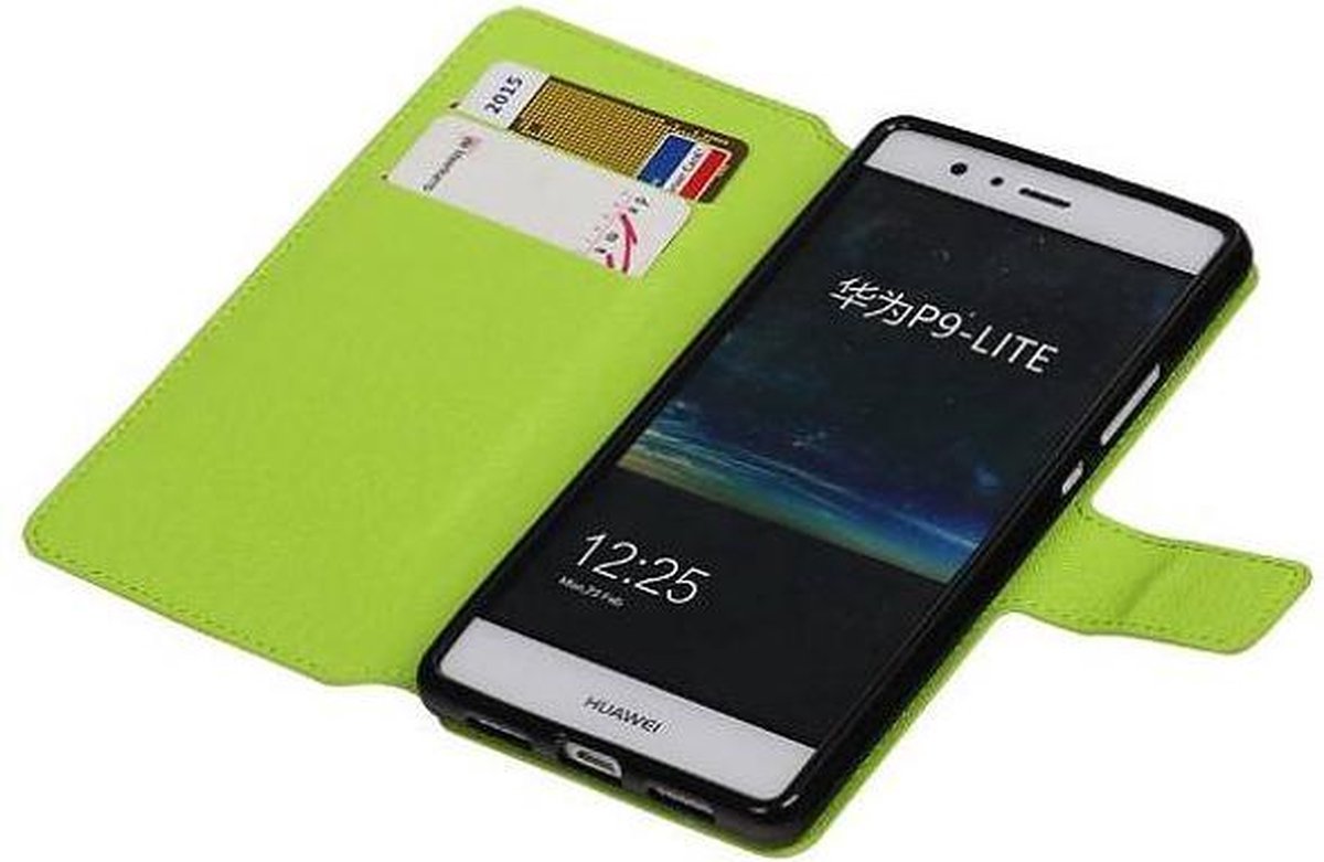 Cross Pattern TPU Bookstyle Wallet Case Hoesje Geschikt voor Huawei P9 Lite Groen