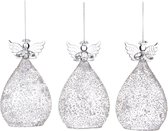 Goodwill Kersthanger - Kerstengel Glas Zilver H 17 cm  LET OP prijs per stuk
