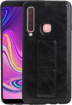 Grip Stand Hardcase Backcover - Telefoonhoesje - Achterkant Hoesje - Geschikt voor Samsung Galaxy A9 (2018) - Zwart