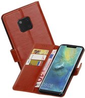 Zakelijke Book Case Telefoonhoesje Geschikt voor de Huawei Mate 20 Pro - Portemonnee Hoesje - Pasjeshouder Wallet Case - Bruin