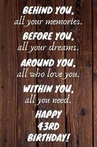 Behind You All Your Memories Before You All Your Dreams Happy 43rd Birthday