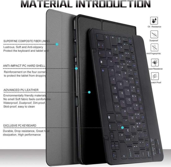 Samsung Galaxy Tab A 10.1 2016 AZERTY Bluetooth Keyboard Cover - zwart |  bol.com