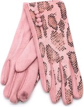 Handschoenen met Slangenprint - Dames - Touchscreen Tip - Roze - Dielay