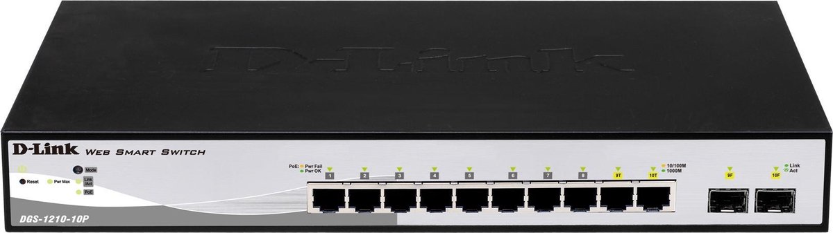 D-Link 10-port Gigabit PoE incl. 2 Combo Switch