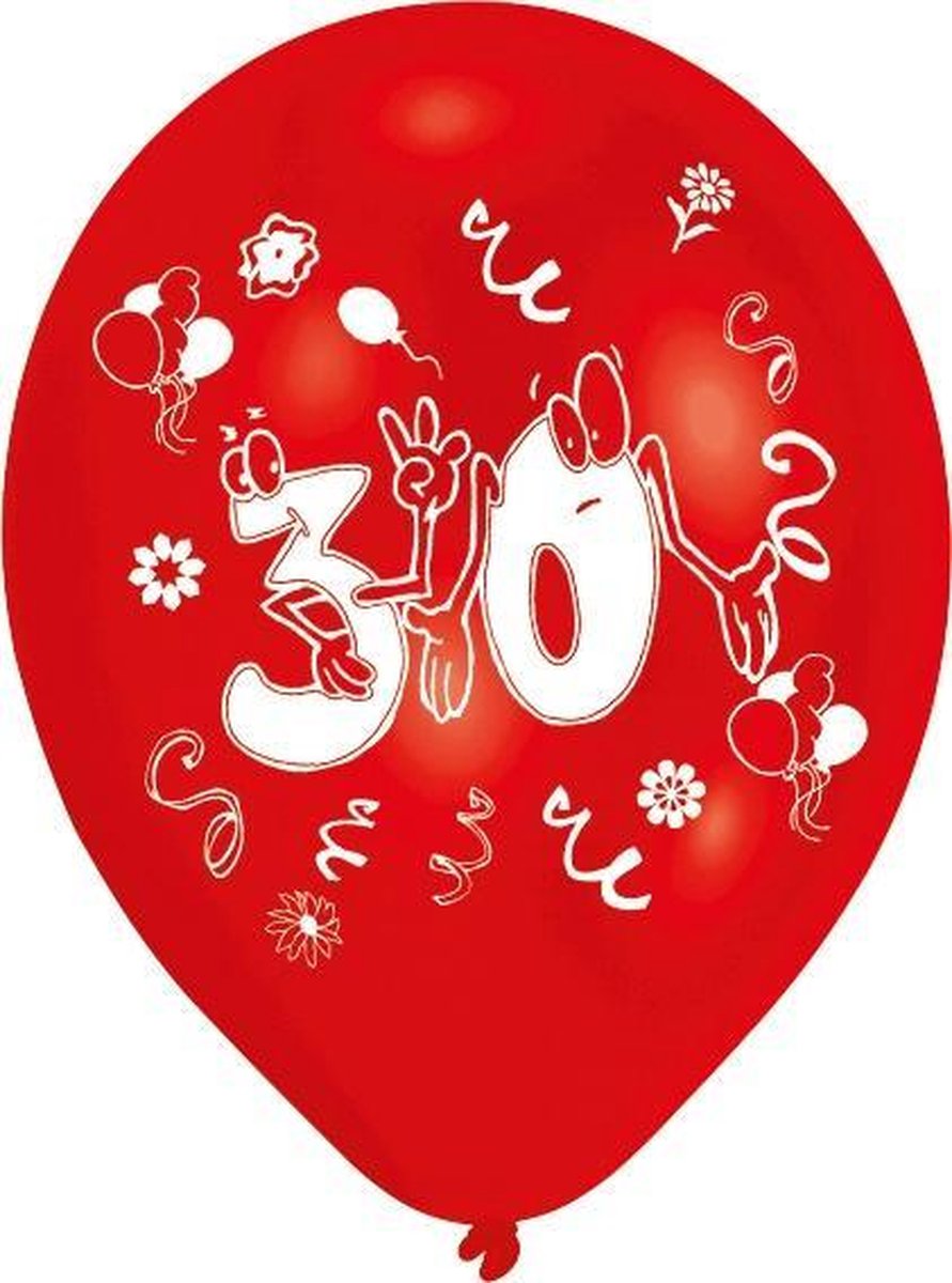 Amscan Ballonnen 30 Jaar 8 Stuks 25 Cm - Verjaardagsbalonnen - Feestartikel - Feestdecoratie.