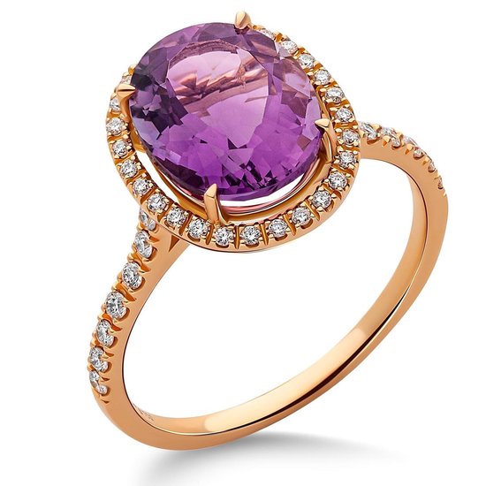 Orphelia RD-3923/56 - Ring - Roos goud 18 Karaat - Diamant 0.20 ct / Amethyst 2.61 ct