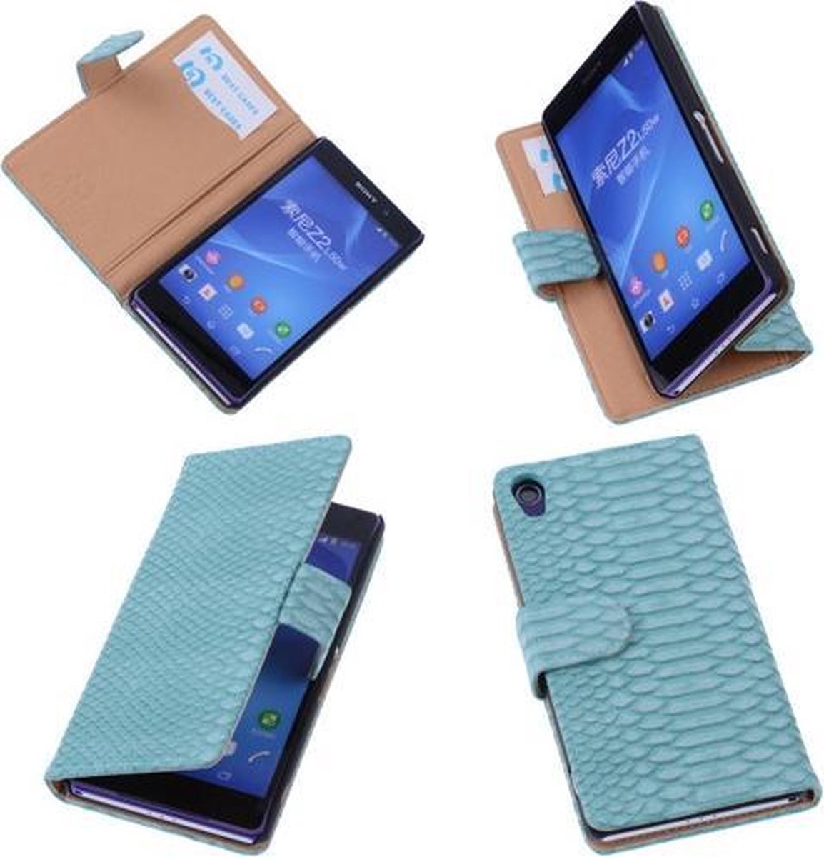 Bestcases Slang Turquoise Bookcase Cover Hoesje Sony Experia Z2
