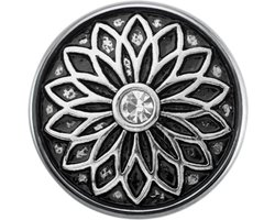 Quiges - Dames Click Button Drukknoop 18mm Bloem Symbool - EBCM348