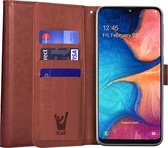 Samsung A20e Hoesje - Samsung Galaxy A20e Hoesje Book Case Leer Wallet Bruin - Hoesje Samsung A20e