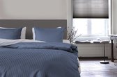 Dekbedovertrek Uni Stripe - Donker Blauw -  Lits-jumeaux (240 x 200/220 cm) - Katoensatijn - Blauw - Heckett Lane