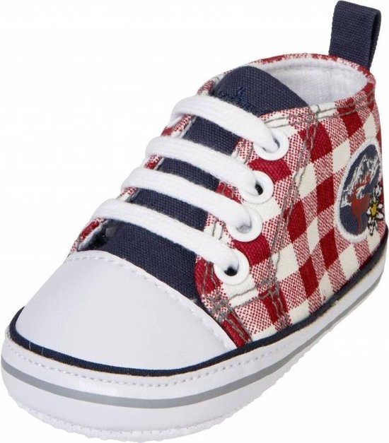 Playshoes sneakertjes geruit marine rood Maat: 17