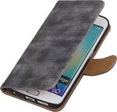 Mobieletelefoonhoesje.nl - Samsung Galaxy S6 Edge Hoesje Hagedis Bookstyle Grijs