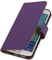 Mobieletelefoonhoesje.nl - Samsung Galaxy S6 Edge Hoesje Effen Bookstyle Paars