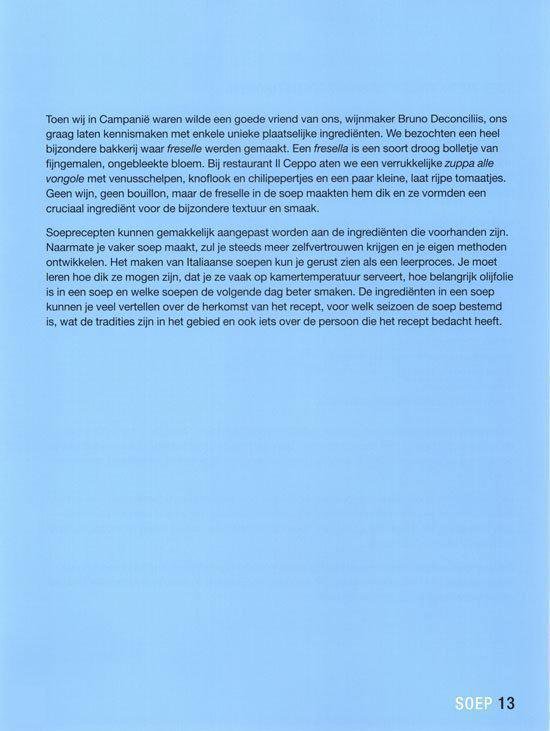 Tekst over Italiaanse soep, met de titel 'SOEP 13'.