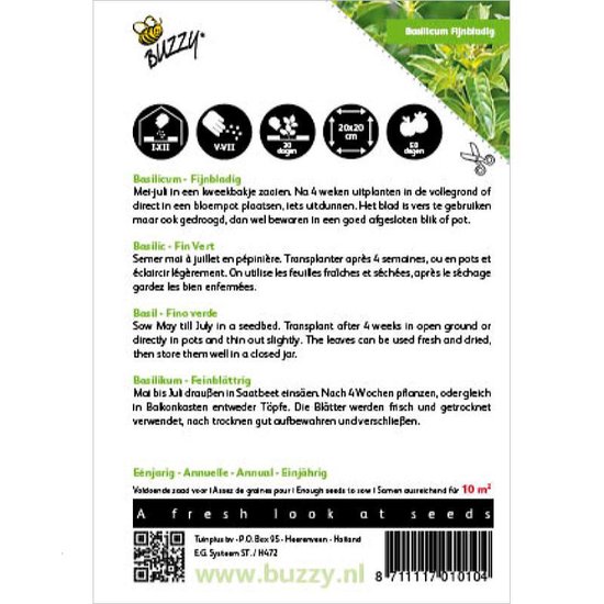 Buzzy zaden - Basilicum fijnbladig - Ocimum basilicum