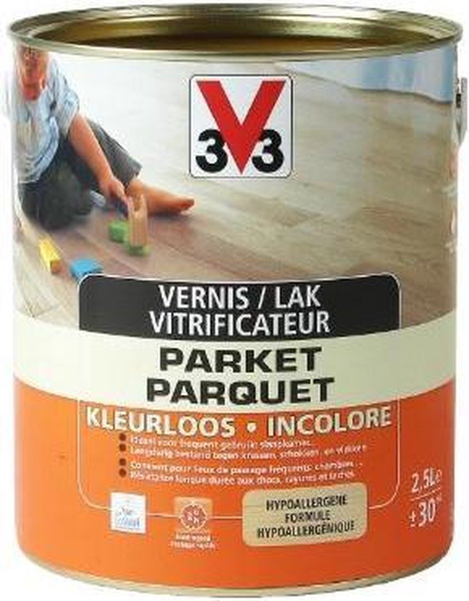 V33 lak 'Parket' kleurloos hoogglans 2,5 L