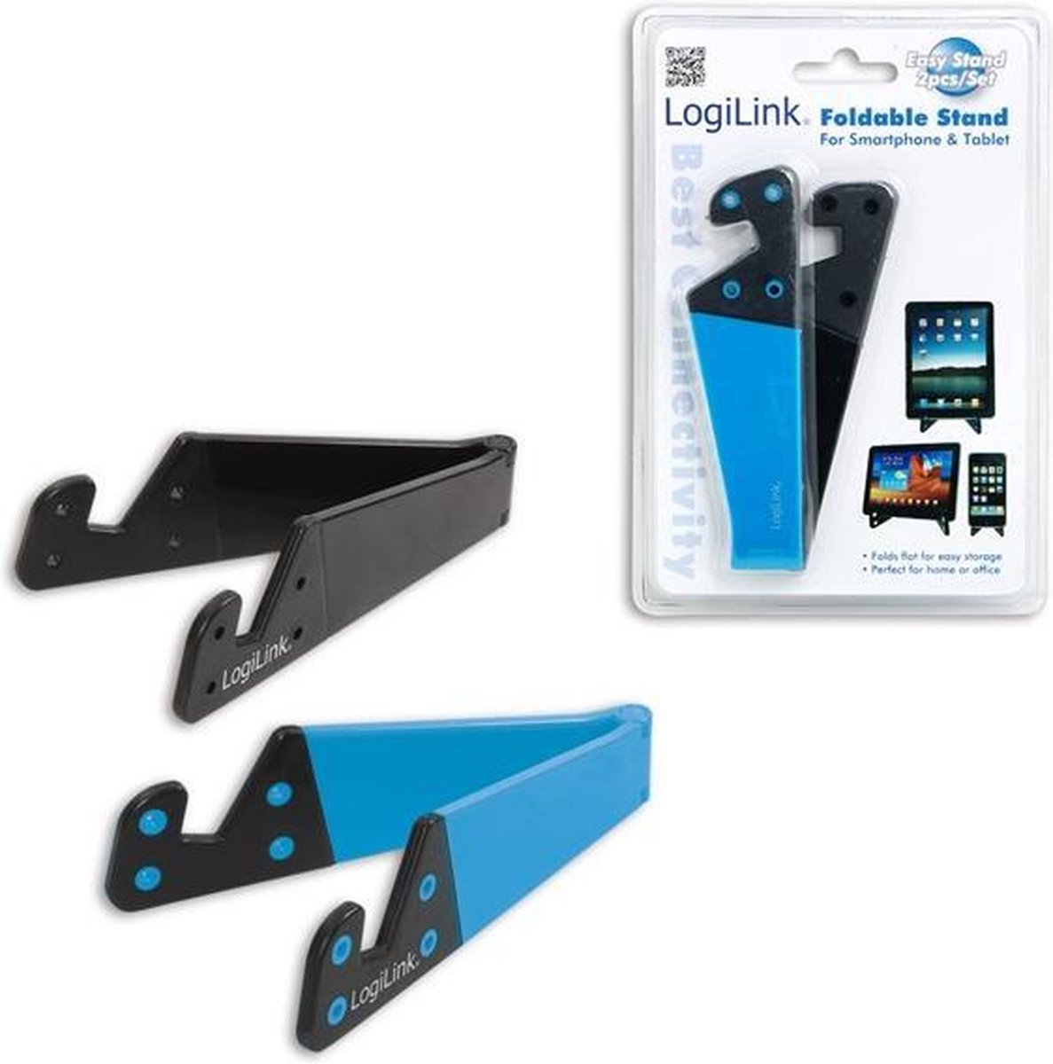 LogiLink standaard voor telefoon + tablet Set van 2 zwart / blauw (AA0039B)