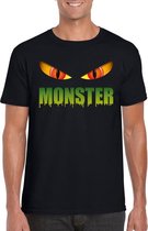 Halloween monster ogen t-shirt zwart heren M