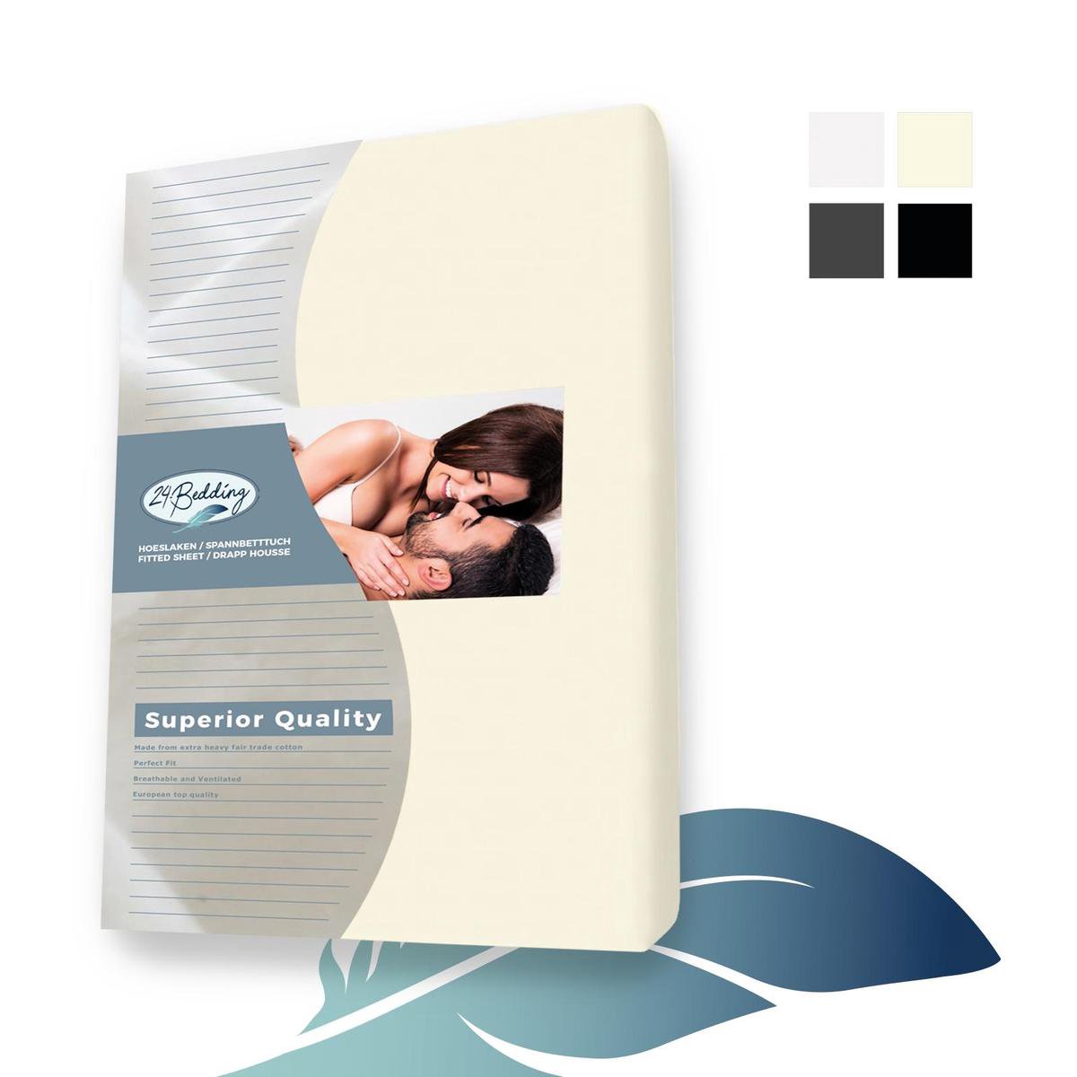 24-bedding - Jersey Topper Hoeslaken - Topdek Hoeslaken Jersey - 160x210 cm - Beige - 100% katoen - 5 t/m 15 cm hoogte.