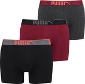 Puma - Heren - 3-Pack Lifestyle Sueded Katoen Boxers - Rood - S