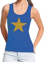 Gouden ster tanktop / mouwloos shirt blauw dames - dames singlet Gouden ster XL