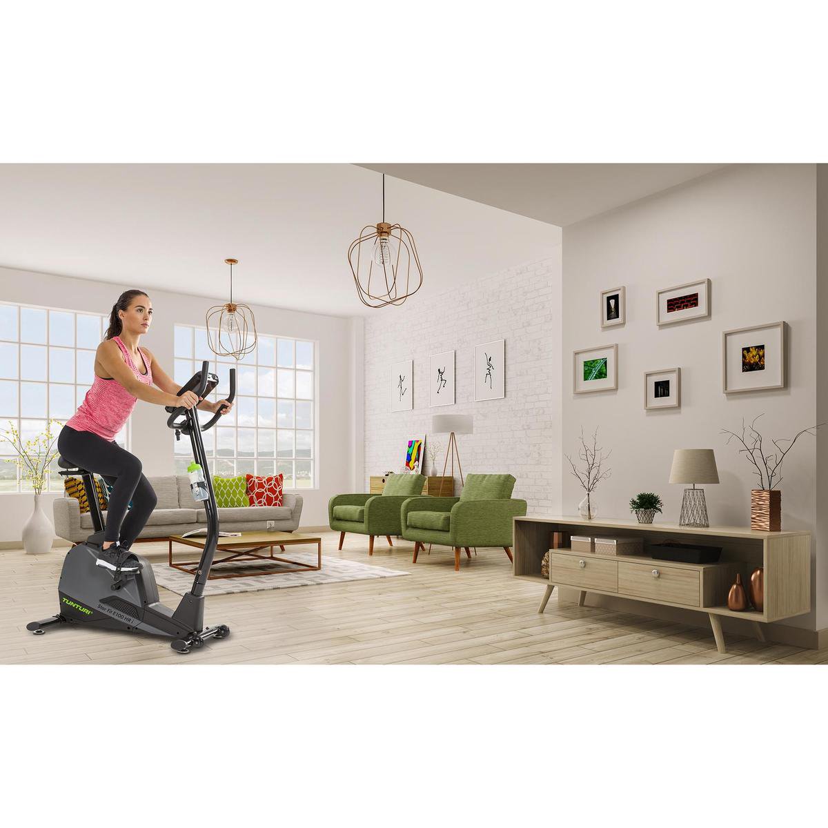 Afbeelding 2 van Tunturi Star Fit E100 HR i plus Hometrainer - Ergometer - Fitnessfiets - Bluetooth - 21 trainingsprogramma's - 16 weerstandniveaus - Kleur: zwart - Incl. fitness app