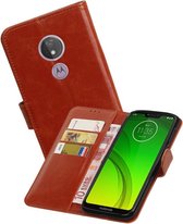Zakelijke Bookstyle Hoesje voor Motorola Moto G7 Power Bruin