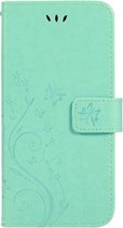 Samsung Galaxy S10e Hoesje - Bloemen Book Case - Cyan