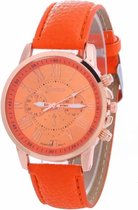 Fako® - Horloge - Geneva - Roman - Metal - Oranje