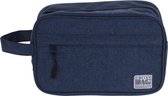 Blauwe toilettas met handvat 25 cm voor heren - Reis toilettassen/etui - Handbagage