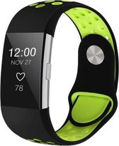YONO Sport Bandje Zwart en Groen geschikt voor Fitbit Charge 2 – Siliconen Luchtdoorlatende Armband