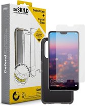 SoSkild Defend Heavy Impact Case Smokey Grey en Tempered Glass Transparante Screenprotector voor Huawei P20 Pro | TÜV Nord Kwaliteitskeurmerk