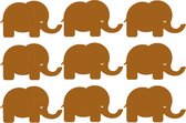 9 Goud kleurige Olifanten - muursticker olifant - kinderkamer sticker - stikker - olifantje - olifantjes - 28 x 19 cm