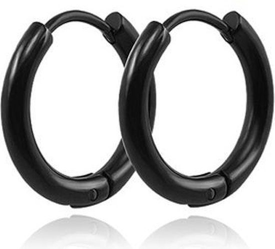 Boucles d'oreilles étroites en acier inoxydable Noir-20mm