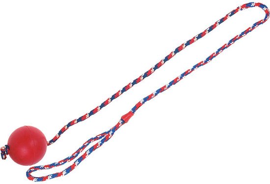 Flamingo Rubber Bal Met Koord Rood - Hondenspeelgoed - 67 cm - Rood